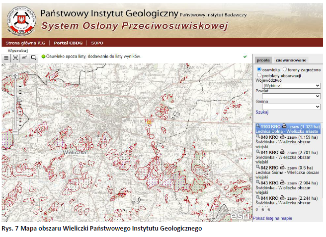Rys. 7 Mapa obszaru Wieliczki Państwowego Instytutu Geologicznego